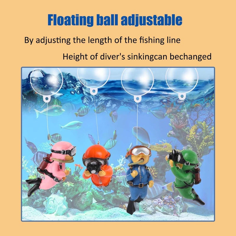 Wonfly 2-Pack Tank Decorations, Cute Little Diver, Aquarium Decoration Accessories Ornaments with Float Ball, Playmate for Tank Suitable for All Kinds of Fish and Tanks (Green) - Image 4